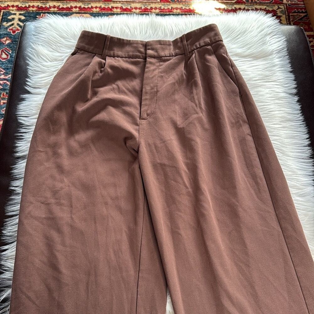 Abercrombie Brown Front Pleat Ultra Wide Leg Trousers - Picture 3 of 7